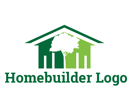 abstract house with negative spacing of tree home logo