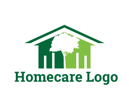 abstract house with negative spacing of tree home logo