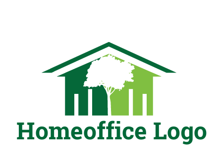 abstract house with negative spacing of tree home logo