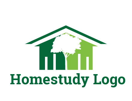 abstract house with negative spacing of tree home logo