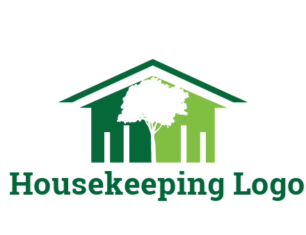 abstract house with negative spacing of tree home logo