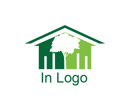 abstract house with negative spacing of tree home logo