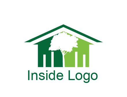 abstract house with negative spacing of tree home logo