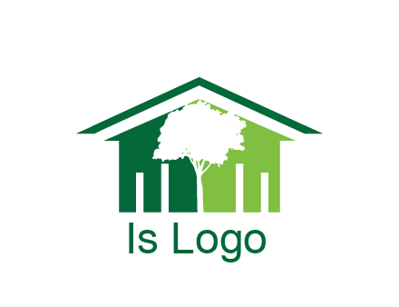 abstract house with negative spacing of tree home logo