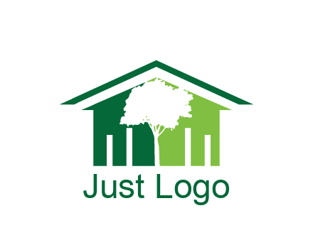 abstract house with negative spacing of tree home logo