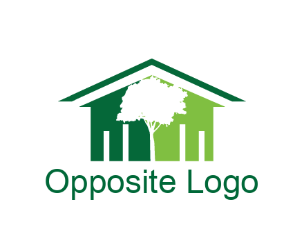 abstract house with negative spacing of tree home logo