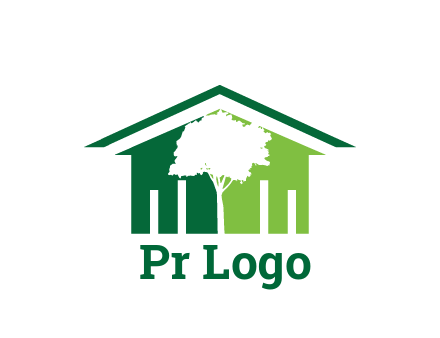 abstract house with negative spacing of tree home logo