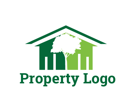 abstract house with negative spacing of tree home logo