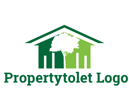 abstract house with negative spacing of tree home logo