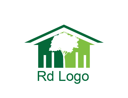 abstract house with negative spacing of tree home logo