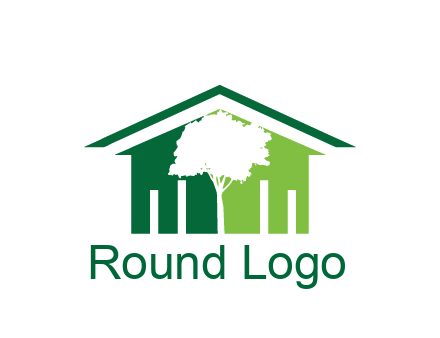 abstract house with negative spacing of tree home logo