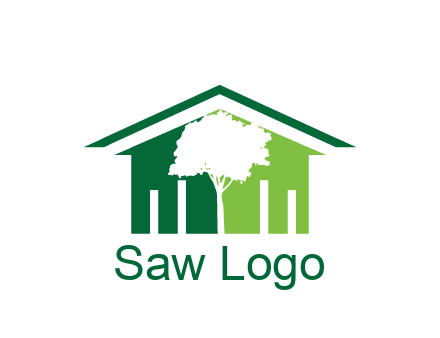 abstract house with negative spacing of tree home logo