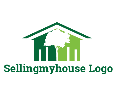 abstract house with negative spacing of tree home logo