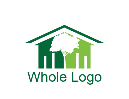 abstract house with negative spacing of tree home logo