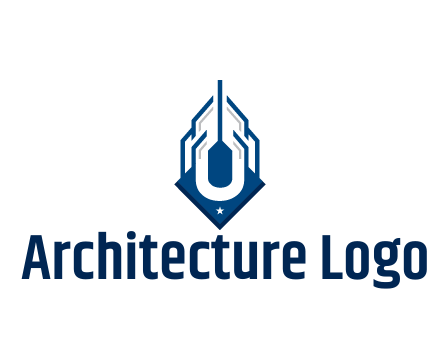 line art abstract skyscraper construction logo