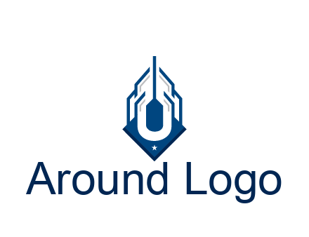 line art abstract skyscraper construction logo