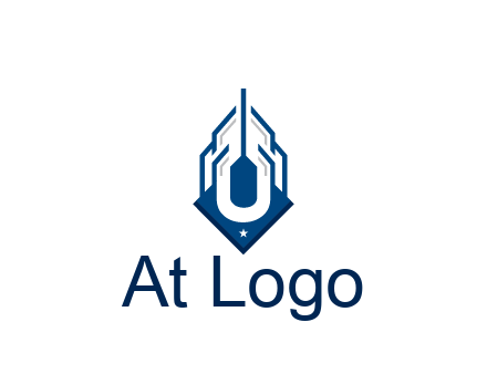line art abstract skyscraper construction logo