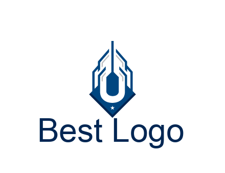 line art abstract skyscraper construction logo