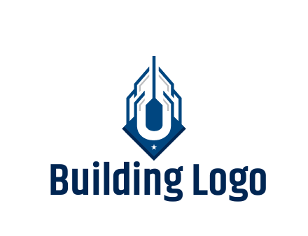 line art abstract skyscraper construction logo