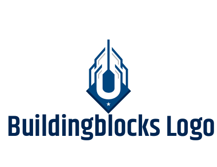 line art abstract skyscraper construction logo