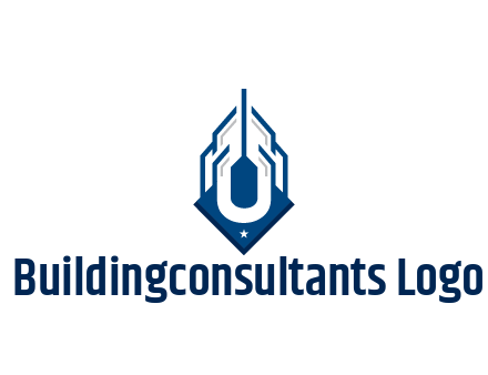 line art abstract skyscraper construction logo