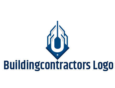 line art abstract skyscraper construction logo