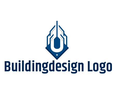 line art abstract skyscraper construction logo