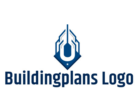 line art abstract skyscraper construction logo