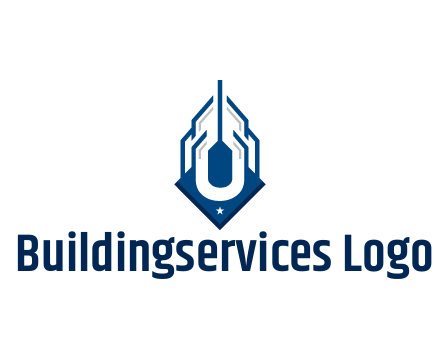 line art abstract skyscraper construction logo