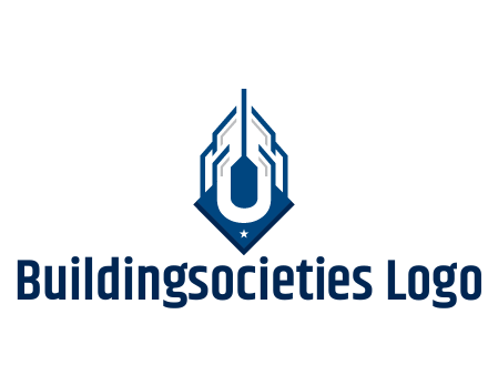 line art abstract skyscraper construction logo