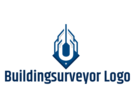 line art abstract skyscraper construction logo