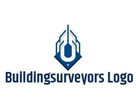 line art abstract skyscraper construction logo