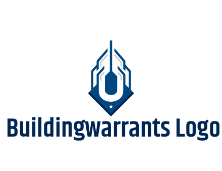 line art abstract skyscraper construction logo