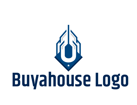 line art abstract skyscraper construction logo