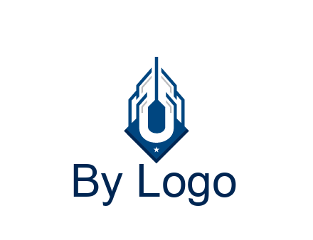 line art abstract skyscraper construction logo