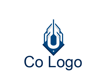 line art abstract skyscraper construction logo