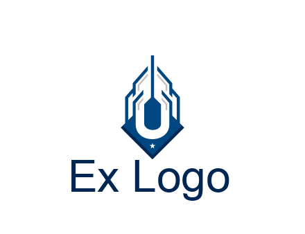 line art abstract skyscraper construction logo
