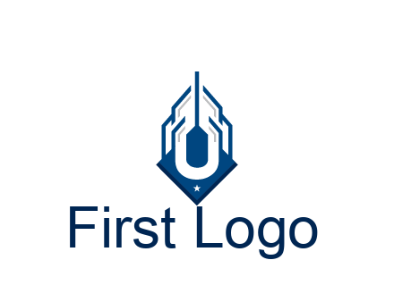 line art abstract skyscraper construction logo