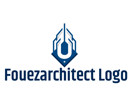 line art abstract skyscraper construction logo