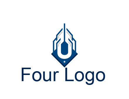 line art abstract skyscraper construction logo