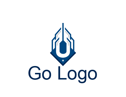 line art abstract skyscraper construction logo