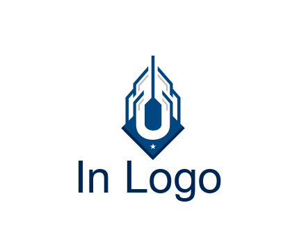 line art abstract skyscraper construction logo