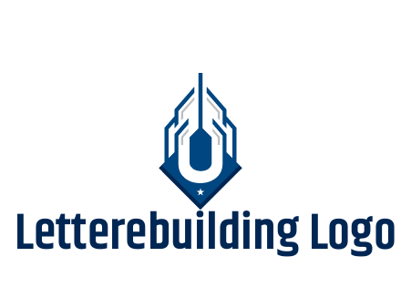 line art abstract skyscraper construction logo