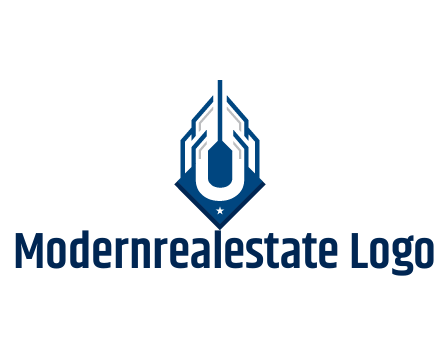 line art abstract skyscraper construction logo