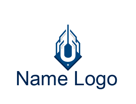 line art abstract skyscraper construction logo
