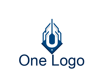 line art abstract skyscraper construction logo