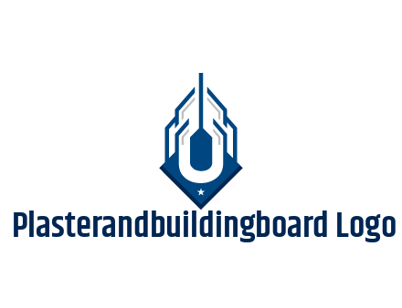 line art abstract skyscraper construction logo