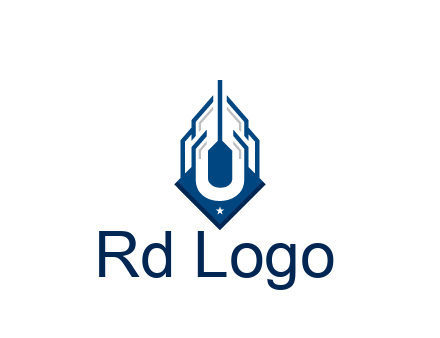 line art abstract skyscraper construction logo