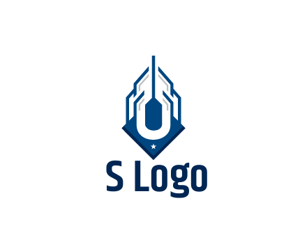 line art abstract skyscraper construction logo