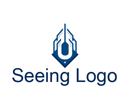 line art abstract skyscraper construction logo